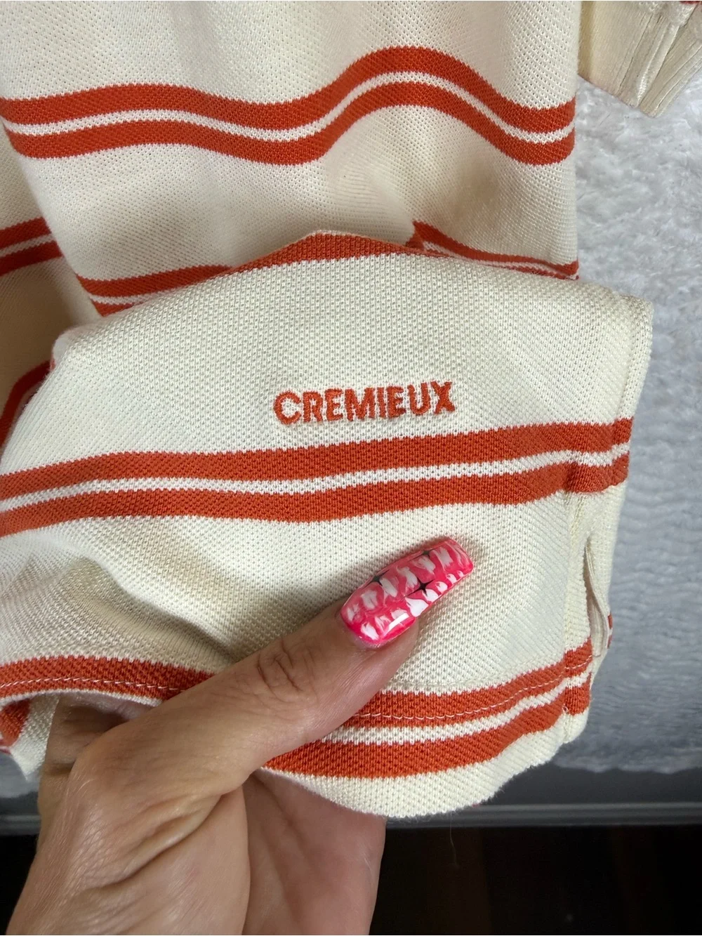 Vintage Daniel Cremieux Cream and Orange Striped Polo. Absolutely classic piece
